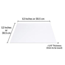 Load image into Gallery viewer, SimbaLux Acrylic Sheet Clear Cast Plexiglass 12” x 12” Square Panel 1/8” Thick (3mm) Pack of 2 Transparent Plastic Plexi Glass Board with Protective Paper for Signs, DIY Display Projects, Craft
