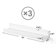 Load image into Gallery viewer, SONGMICS Wall Shelves Set of 3, Floating Shelves Ledge 15-inch Long, Picture Shelving Ledge Modern Design Storage, MDF White ULWS38WT
