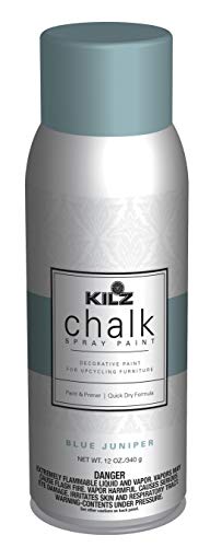KILZ L540746 Chalk Spray Paint for Upcycling Furniture, 12 oz. Aerosol, Blue Juniper