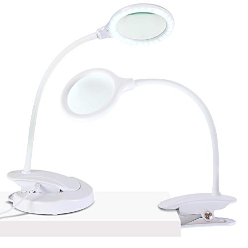 Brightech LightView Portable - Battery Powered Magnifying Glass with Bright LED Light, Stand & Clamp - Magnifying Lamp for Mobile Estheticians, Makeup Artists, Painting, Sewing, Crafts, Reading