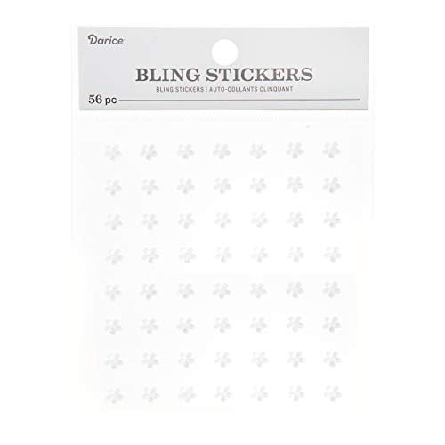 Darice Bling Mini Pearlized Flower, 56 Pieces Stickers, White