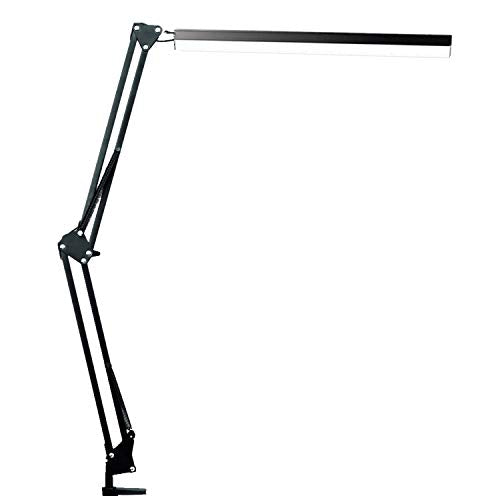 LED Desk Lamp, BZBRLZ Metal Swing Arm Lamp, Eye-Caring Architect Task Lamp, Dimmable Office Table Lamp with 3 Color Modes, 10 Brightness Levels & Adapter, Memory Function(Black), 10W
