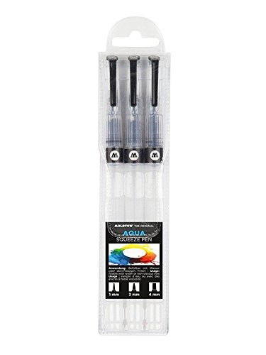 Molotow Premium Aqua Squeeze Pen Basic Set of 3 Empty Refillable Artist Brush Markers