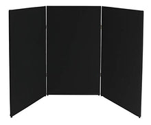 Load image into Gallery viewer, VelPanels Classroom Folding Display Wall - Hook-and-Loop Receptive Surface - VelClips and VelDots Included - 3 Panel Unit, Two-Way Hinges for Flexible Set Up (Black, 46&quot; Tall x 72&quot; Wide)
