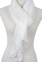 Load image into Gallery viewer, Cotton Solid Color wrinkle Linen Scarf, fashion scarf, multi color, beach scarf (White)
