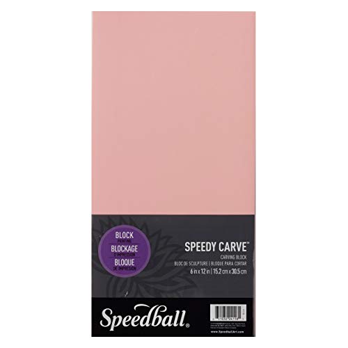Speedball Speedy-Carve Block Printing Carving Block, Rectangle, Pink, 6X 12 Inches