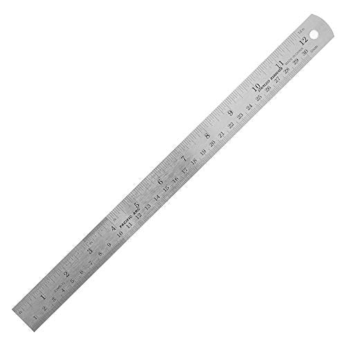 Pacific Arc 12 Inch Stainless Steel Ruler with Inch/Metric Conversion Table