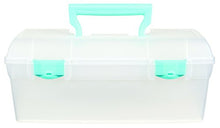 Load image into Gallery viewer, ArtBin Essentials Lift-Out Tray, Art and Craft Storage Box - Trans. W/Aqua Latches &amp; Handle, 6937AG, Aqua Mist Latches

