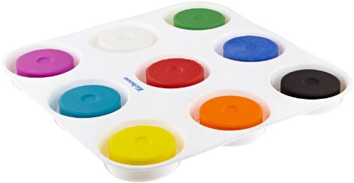 Sax Non-Toxic Giant Tempera Paint Cakes with Tray - 2 1/4 x 3/4 inch - Set of 9 - Assorted Colors - 402321