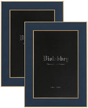 Load image into Gallery viewer, Violabbey 4x6 Picture Frames Set of 2, Dark Blue Photo Frame with Gold Rim of Mix Match Modern Style, High Definition Tempered Real Glass, Wall Mounted or Tabletop Display
