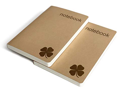 Set of 2 Blank Bound Notebooks A5 – Each 200 Lay Flat Pages – 5x8 Hardcover Sketch Pad – Drawing Sketchbook Ink-proof Paper 100% Recycled - Journal Refills by Le Vent