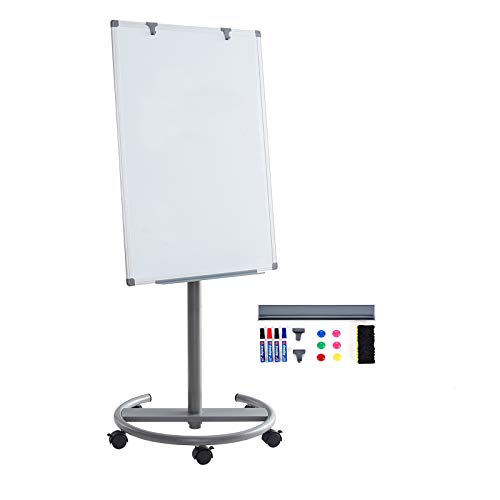 Mobile Whiteboard Easel MAKELLO Dry Erase White Board Rolling on Wheels, Height Adjustable, 36X24 inches