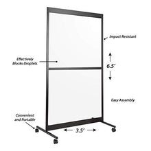 Load image into Gallery viewer, Norwood Commercial Furniture Clear Room Divider Partition - Portable Sneeze Guard Screen on Wheels for Social Distancing, Home, Office, Waiting Area, or School 3.5’ W x 6.5’ H Single Panel w/Crossbar
