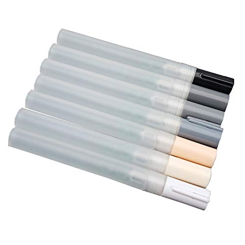 Yuema Empty Fillable Blank Paint Touch Up Pen Markers, Fill with Your Own Art Acrylic, Oil and Water Base Paint, Auto Painting Clear, 7 Pcs
