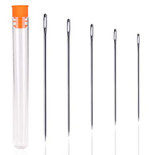 Load image into Gallery viewer, 5 PCS Long Sewing Needles - 5 Size Large Eye Stitching Needles with Needle Storage Tube, 3.5inch to 6.8inch Hand Sewing Needles for Sewing Act Crafts, Upholster
