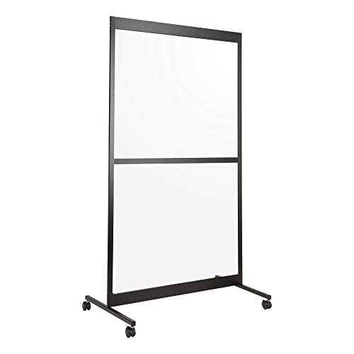 Norwood Commercial Furniture Clear Room Divider Partition - Portable Sneeze Guard Screen on Wheels for Social Distancing, Home, Office, Waiting Area, or School 3.5’ W x 6.5’ H Single Panel w/Crossbar