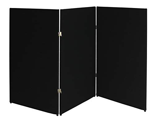 VelPanels Classroom Folding Display Wall - Hook-and-Loop Receptive Surface - VelClips and VelDots Included - 3 Panel Unit, Two-Way Hinges for Flexible Set Up (Black, 46