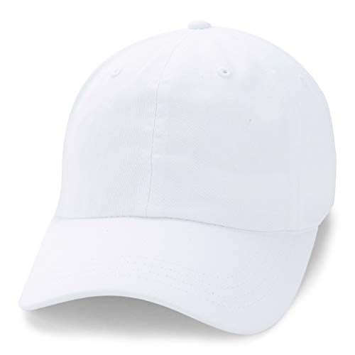 Paramount Apparel Baseball Cap Men Women Plain Blank Solid Adjustable Ball Cap Hat (White)