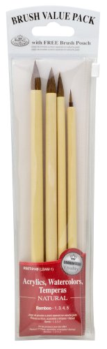 Royal & Langnickel RSET-9149 Royal Zip N' Close Brown Bamboo 4-Piece Brush Set