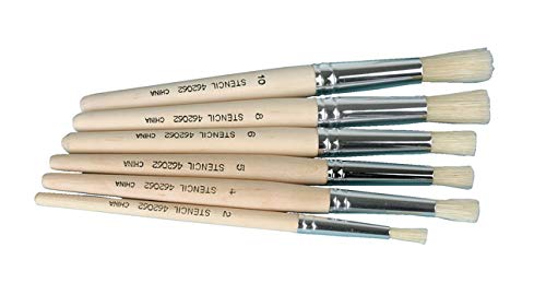 School Specialty 462062 Natural Stencil Brushes, Fine, Assorted Sizes, Set of 6