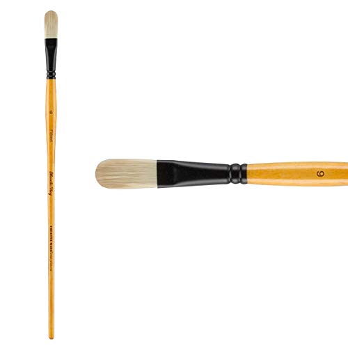 Creative Mark Mimik Paint Brush Professional Artist Synthetic Hog Bristle Long Handled Brush- Filbert Size 6
