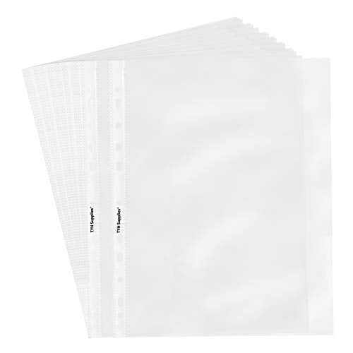 TYH Supplies 200-Pack Economy 11 Hole Clear Sheet Protectors 8-1/2 x 11 Inch Non Vinyl Acid Free