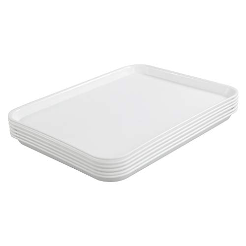 DynkoNA Restaurant Food Trays Serving Tray Plastic Set of 6, White
