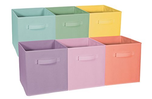 Sorbus Foldable Storage Cube Basket Bin - Great for Nursery, Playroom, Closet, Home Organization (Pastel Multi-Color, 6 Pack)