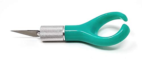 Excel Blades K71 Fingertip Craft Knife - 7 Inch Ergonomic Hobby Knife With Finger Loop - Crafting Supplies - Scrapbooking Knife and Cutting Tool For Precision Cutting and Trimming - Green Teal