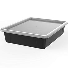 Load image into Gallery viewer, Storex Flat Storage Tray with Lid, Letter Size, 10 x 13 x 3 Inches, Black, 5-Pack (62535U05C)
