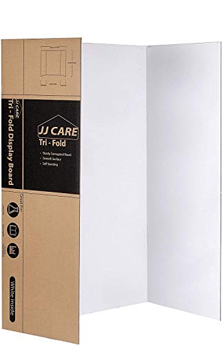 JJ CARE [Heavy Duty] 36” x 48” Trifold Poster Board - Trifold Presentation Board [Pack of 3] Corrugated Cardboard Panel - Trifold Board for Art Projects and Science Fair Board
