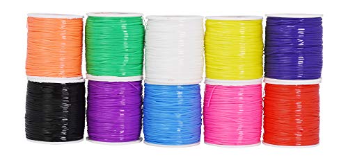 Mandala Crafts Plastic Lacing Cord Kit for Key Chains, Bracelets, Necklaces, Lanyards, Jewelry Making Rainbow 1.5mm
