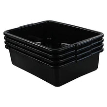 Load image into Gallery viewer, Teyyvn 13 L Plastic Bus Box/Utility Box, Commercial Wash Basin Tote Box, 4-Pack, Black
