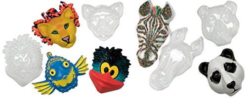 Roylco Make-A-Mask Multi-Cultural Animal Mask Set, Plastic, 8 x 6-1/2 x 2-1/2 Inches, Clear, Set of 5