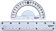 Load image into Gallery viewer, Maped Study Geometry 10 Piece Set, Includes 2 Metal Study Compasses, 2 Triangles, 6&quot; Ruler, 4&quot; Protractor, Pencil for Compass, Pencil Sharpener, Eraser, Lead Refill (897010)
