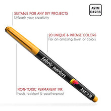 Load image into Gallery viewer, 20 Fabric Markers Pens Set - Non Toxic, Indelible and Permanent Fabric Paint Fine Point Textile Marker Pen - Pens Fine Point Tip
