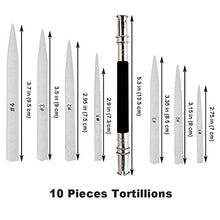 Load image into Gallery viewer, EuTengHao 22 Pieces Blending Stumps and Tortillions Set with 2 Sandpaper Pencil Sharpener, 1 Pencil Extension Tool and 1 Eraser for Student Sketch Drawing Accessories
