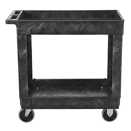 Rubbermaid Commercial Service/Utility Cart, Two-Shelf, 300 lb capactiy, Black (FG9T6600BLA)
