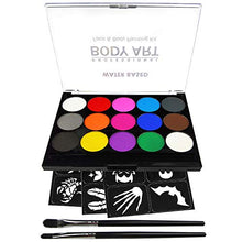 Load image into Gallery viewer, Face Paint Kit for Kids, Professional Quality Face &amp; Body Paint, Hypoallergenic Safe &amp; Non-Toxic, Easy to Painting and Washing, Ideal for Halloween Party Face Painting, 15 Colors with Two Brush
