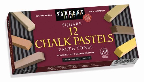 Sargent Art 22-4113 Square Chalk Pastels, Multicultural and Earthtones, 12 Count