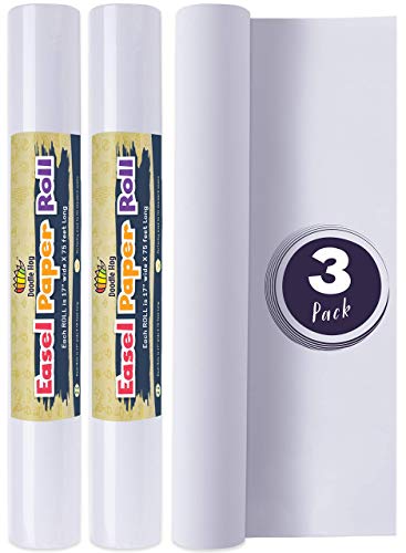 Incredible Value Bundle 3 Pack Easel Paper Roll Fits Most Standard Kids, 17-24 Inch-Wide Easels and Dispenser, for Crafting Activity and Painting, Non Bleed White Butcher Paper (17 Inches x 75 Foot)