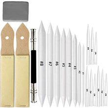 Load image into Gallery viewer, 21 Pcs Blending Stumps and Tortillions Set with Sketch Sandpaper Pencil Sharpener Pointer and Pencil Extension Tool Drawing Art Kneaded Eraser for Student Sketch Drawing Set by VENCINK
