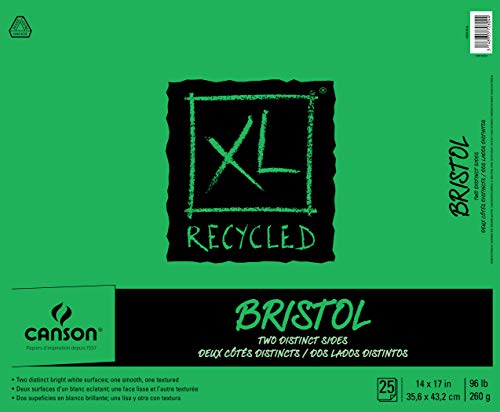 Canson XL Series Recycled Bristol Pad, 14” x 17”, Fold-over Cover, 25 Sheets (100510934)
