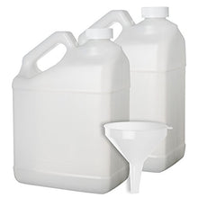 Load image into Gallery viewer, 2 Pack - 1 Gallon Plastic Bottle - Large Empty F-Style Jug Container with Child Resistant Airtight Lids - for Home and Commercial Use - Food Safe BPA Free - Made in U.S.A.
