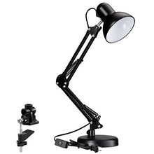 Load image into Gallery viewer, TORCHSTAR Metal Swing Arm Desk Lamp, Classic Architect Clip On Study Table Lamps, Interchangeable Base Or Clamp, E26 &amp; E27 Base, Replaceable Bulbs, Multi-Joint, Black Finish
