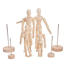 Load image into Gallery viewer, WANDIC Wooden Manikin Blockhead, 4 Pcs Wood Artist Figure Doll Model for Sketch Charcoal Home Office Desk Decoration Children Toys Gift
