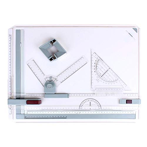 Kinbelle A3 Drawing Board Drafting Table Multifunctional Drawing Board Table with Clear Rule Parallel Motion and Angle Adjustable Measuring System