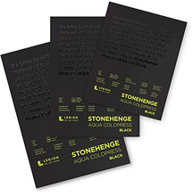 Load image into Gallery viewer, Stonehenge, 1 Legion Aqua Watercolor Pad, 140lb, Cold Press, 8 by 10 Inches, Black Paper, 15 Sheets
