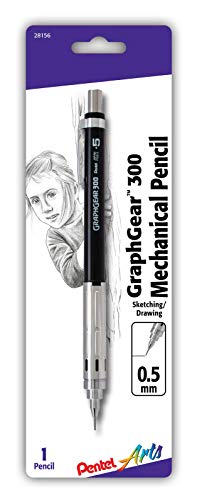 Pentel Arts GraphGear 300 Mechanical Pencil, (0.5mm) Fine line, 1-Pack, Black Barrel