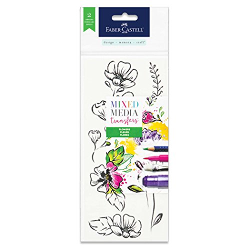 Faber-Castell Mixed Media Transfers - 20 Hand Illustrated Rub-On Transfer Designs (Flowers)
